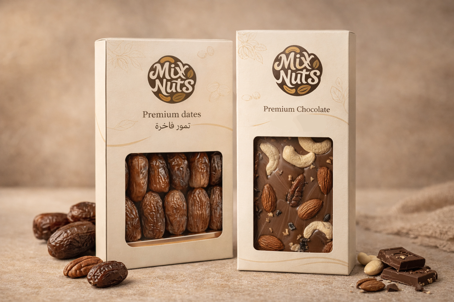 علبة تمر مجدول وشيكولاتة